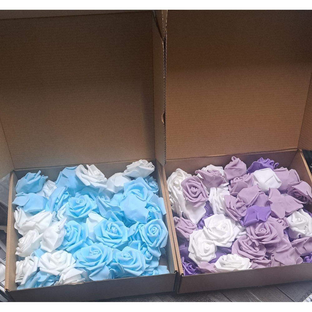 Insunsix Artificial Foam Rose Flower Lot Blue White Purple Decor Wedding 100+